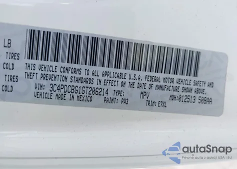 2016 Dodge Journey Sxt из США, поврежденный, VIN 3C4PDCBG1GT206214